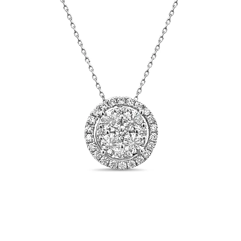 Modern necklace for women-Radiating Blossom Diamond Cluster Pendant