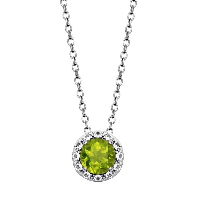 Unique gemstone necklace for women-Sterling Silver Peridot and White Topaz Pendant Necklace