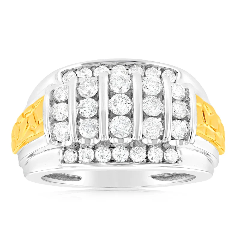 Unique halo engagement ring for women-1.5 Carat Diamond Gents Ring in 10ct Yellow & White Gold