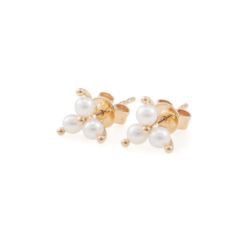 Trendy earrings for women-Flora Pearl Studs