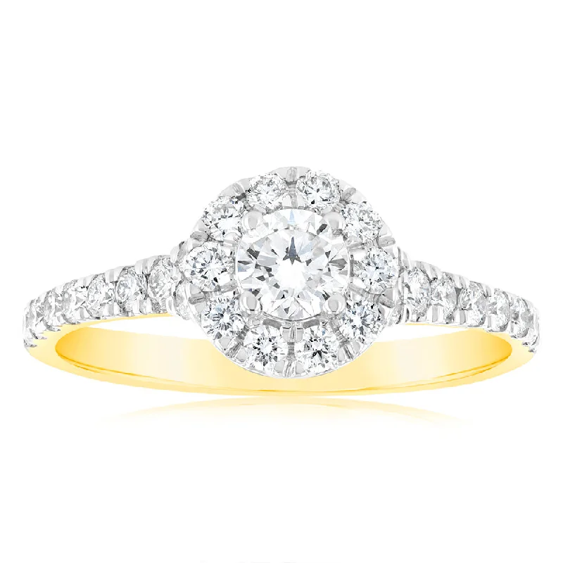 Simple wedding engagement ring for women-Luminesce Lab Grown 9ct Yellow Gold 0.75 Carat Diamond Solitaire Fancy Ring