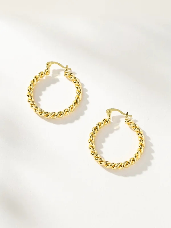 Unique earrings for women-Rope Twist Hoop Earrings