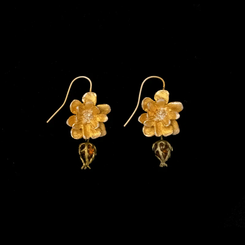 Custom design earrings for women-Yellow Rose Wire Earrings - Web Exclusive