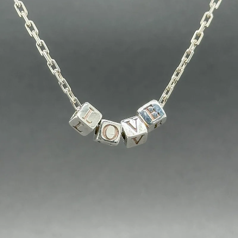 Birthstone necklace for women-Estate Tiffany & Co. SS Love Cube Paperclip Necklace