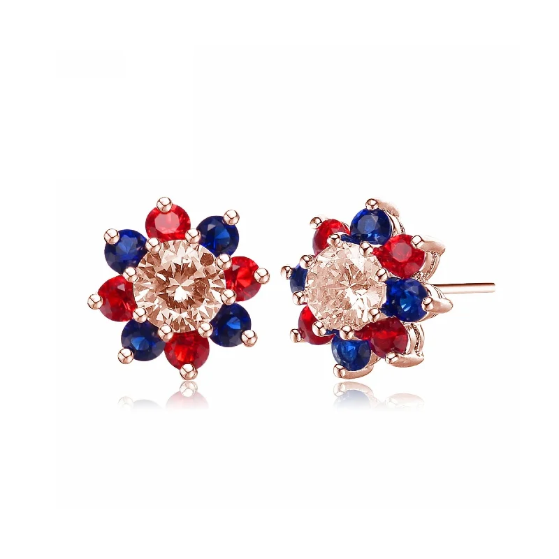 Fancy stud earrings for women-Eloise Multicolored Cubic Zirconia Button Earrings