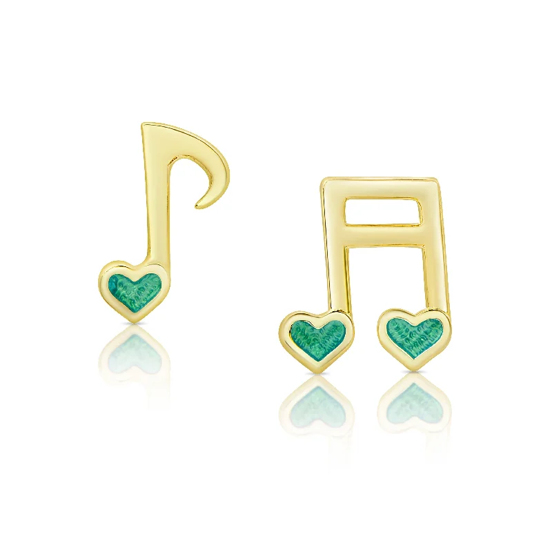 Fancy earrings for women-Musical Notes Stud Earrings