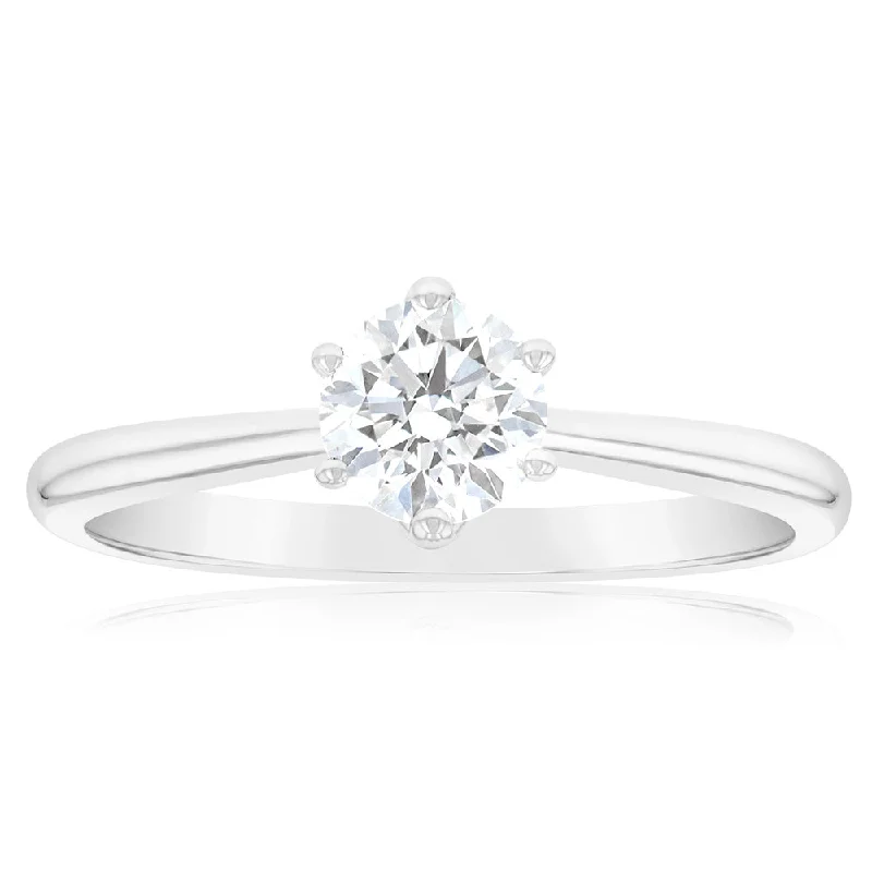 Custom diamond engagement ring for women-Luminesce Lab Grown 3/4 Carat Diamond Solitaire Ring set in 14ct White Gold