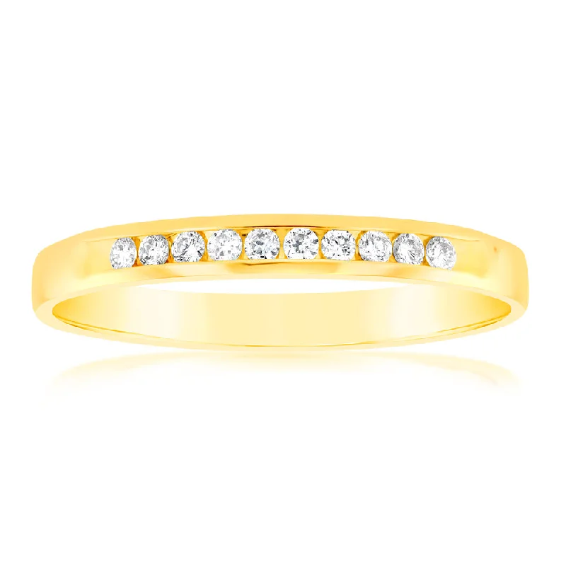 Unique princess cut engagement ring for women-Luminesce Lab Grown Diamond 10-14pt Eternity Ring in 9ct Yellow Gold