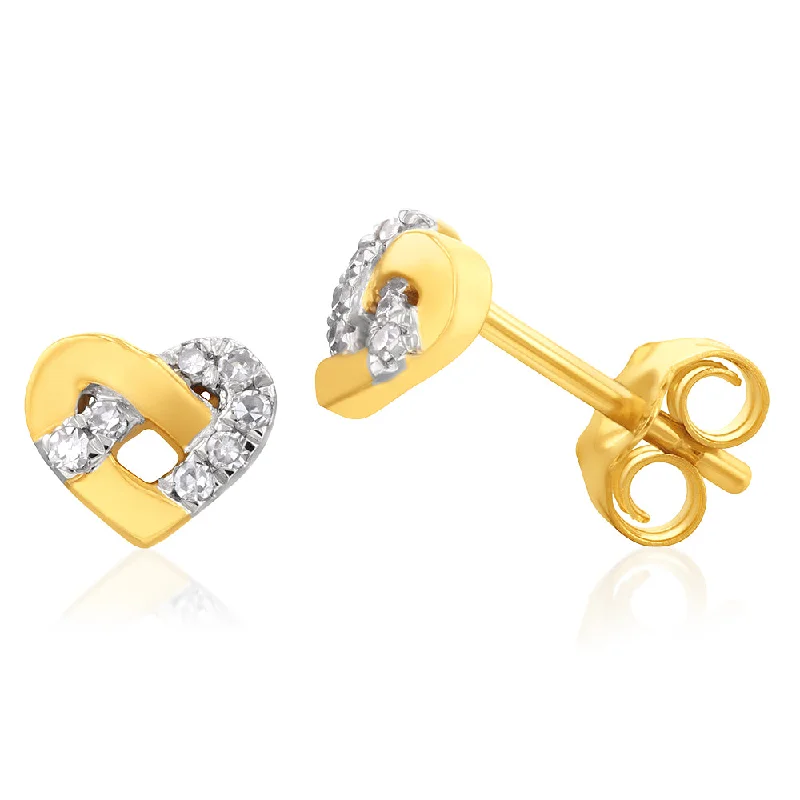 Diamond and sapphire engagement ring for women-Luminesce Lab Grown 9ct Yellow Gold Heart Diamond Studs