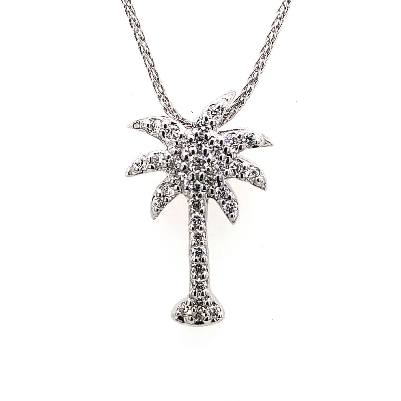 Simple pendant necklace for women-Diamond Palmtree Pendant