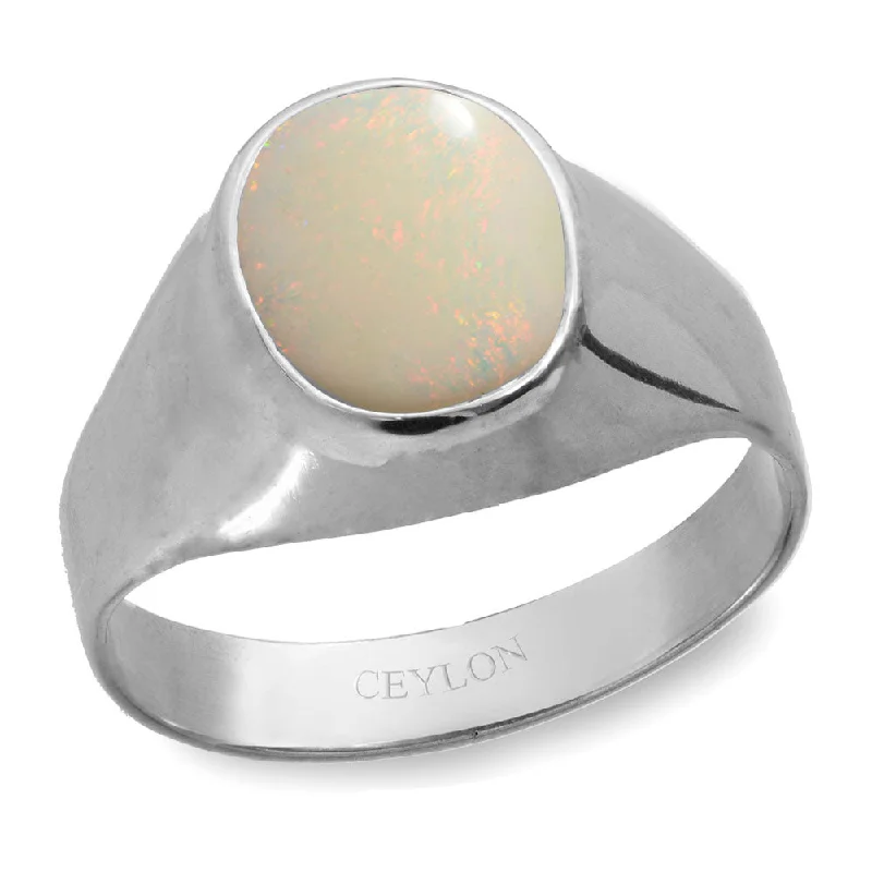 Trendy statement ring for women-Ceylon Gems Australian Opal 7.5cts or 8.25ratti stone Bold Silver Ring