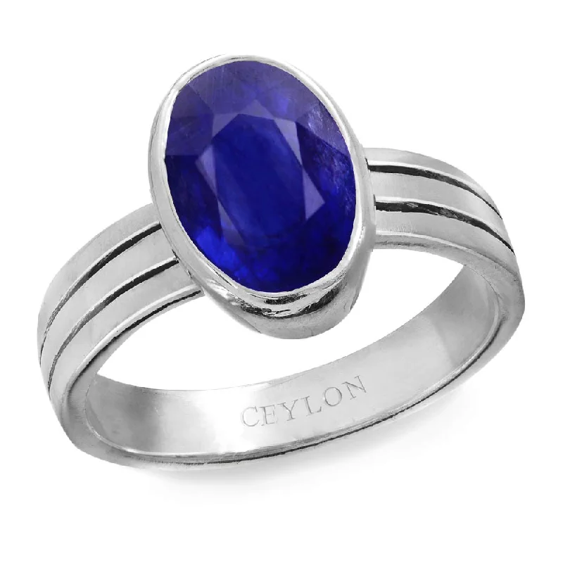 Boho ring for women-Ceylon Gems Blue Sapphire Neelam 9.3cts or 10.25ratti stone Stunning Silver Ring