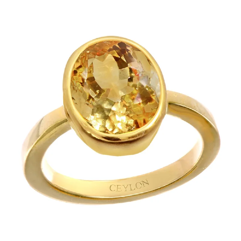 Wedding band set for women-Ceylon Gems Citrine Sunehla 7.5cts or 8.25ratti stone Elegant Panchdhatu Ring