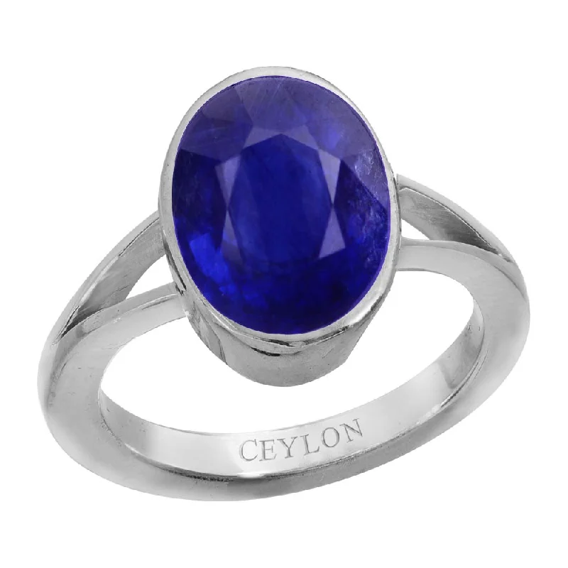 Statement ring for women-Ceylon Gems Blue Sapphire Neelam 3.9cts or 4.25ratti stone Zoya Silver Ring