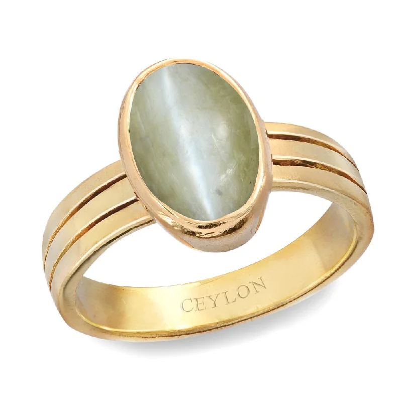 Sterling silver engagement ring for women-Ceylon Gems Chrysoberyl cat's eye Lehsunia 6.5cts or 7.25ratti stone Stunning Panchdhatu Ring