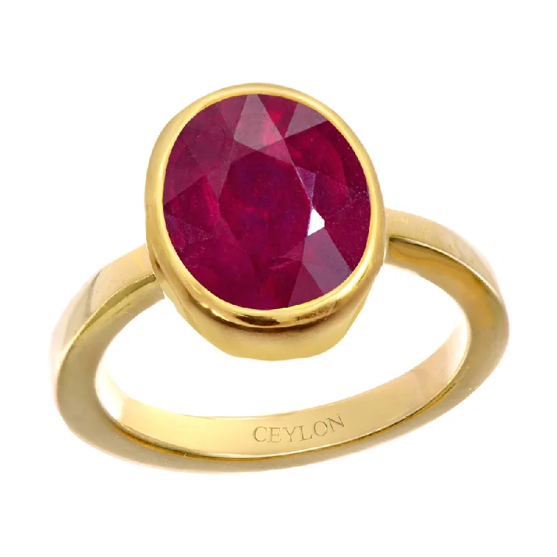 Men's and women's matching rings-Ceylon Gems Ruby Premium Manik 3cts or 3.25ratti stone Elegant Panchdhatu Ring