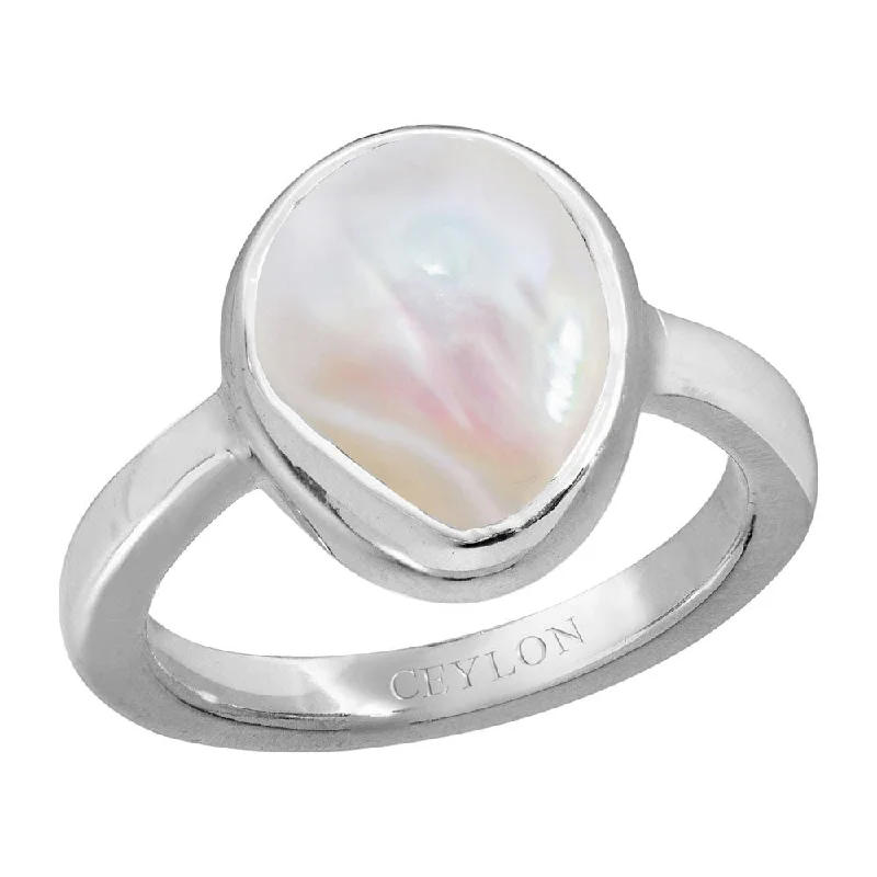 Engagement ring for women-Ceylon Gems Precious Pearl Moti 6.5cts or 7.25ratti stone Elegant Silver Ring