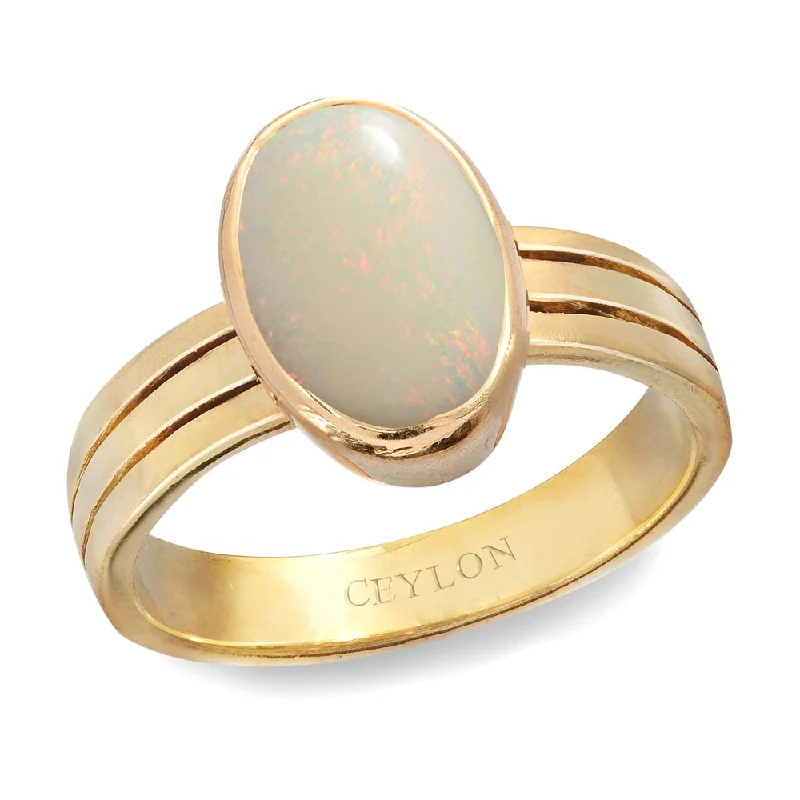 Two-tone engagement ring for women-Ceylon Gems Australian Opal 9.3cts or 10.25ratti stone Stunning Panchdhatu Ring