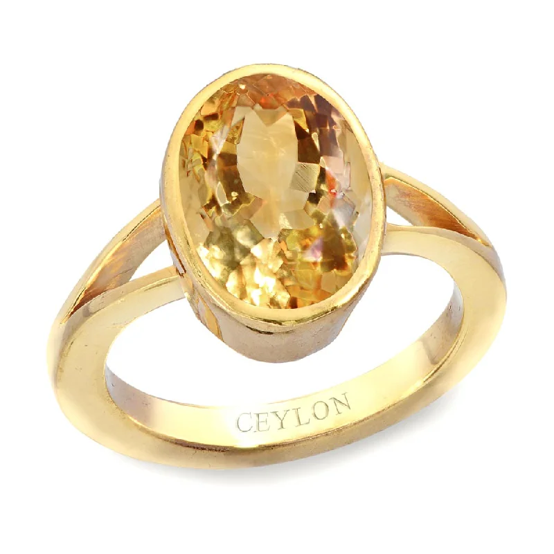 Gold wedding ring for women-Ceylon Gems Citrine Sunehla 4.8cts or 5.25ratti stone Zoya Panchdhatu Ring