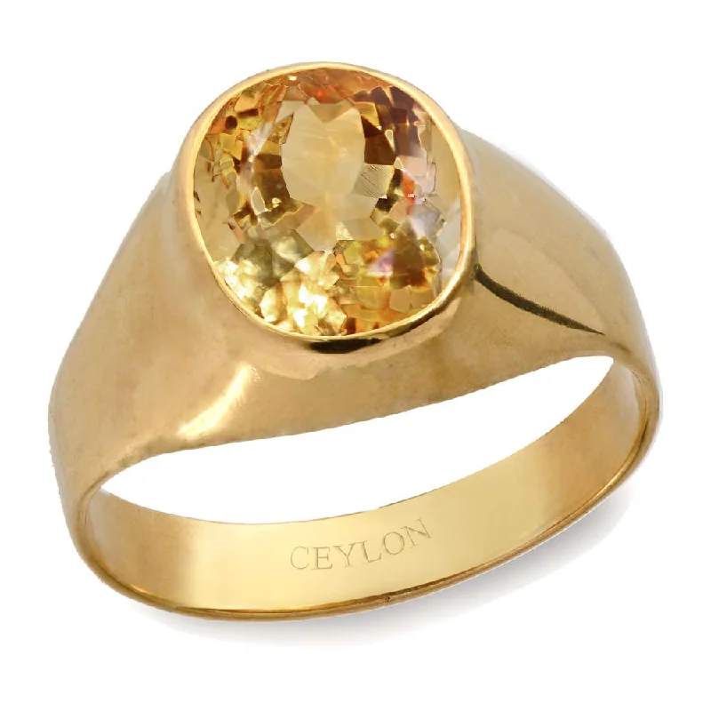 Diamond cluster ring for women-Ceylon Gems Citrine Sunehla 4.8cts or 5.25ratti stone Bold Panchdhatu Ring