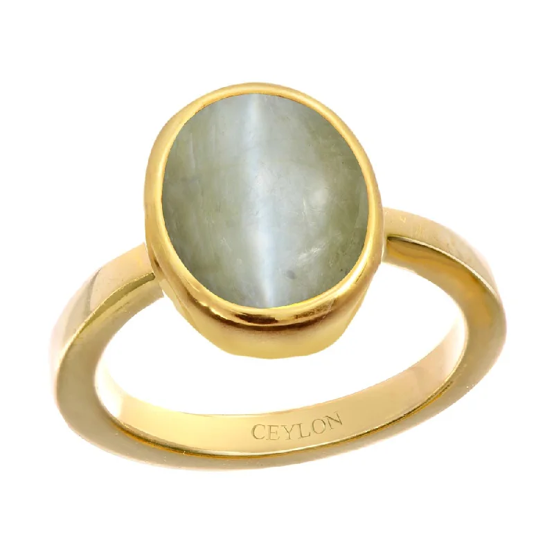 Multi-stone ring for women-Ceylon Gems Chrysoberyl cat's eye Lehsunia 8.3cts or 9.25ratti stone Elegant Panchdhatu Ring