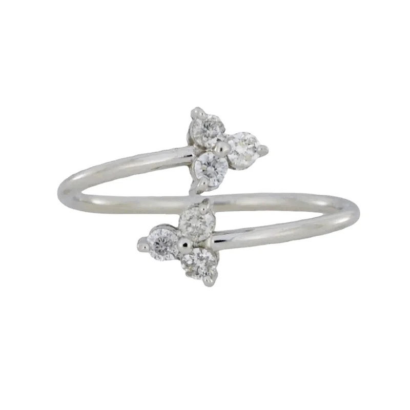 Customizable ring for women-14Kt Gold 0.26 Ct 3 Stone Diamond Double Ring