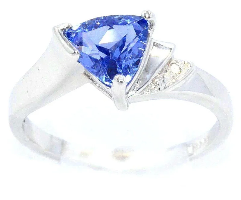 Sterling silver engagement ring for women-14Kt Gold Tanzanite & Diamond Trillion Ring