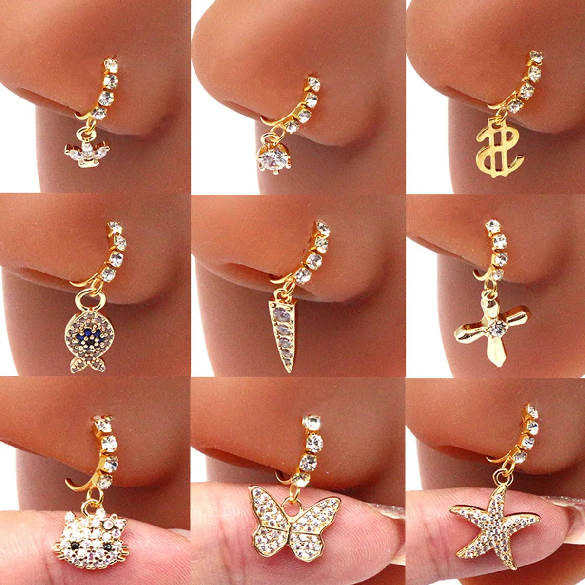 Silver ring for women-Classic Style Butterfly Stainless Steel Plating Nose Ring