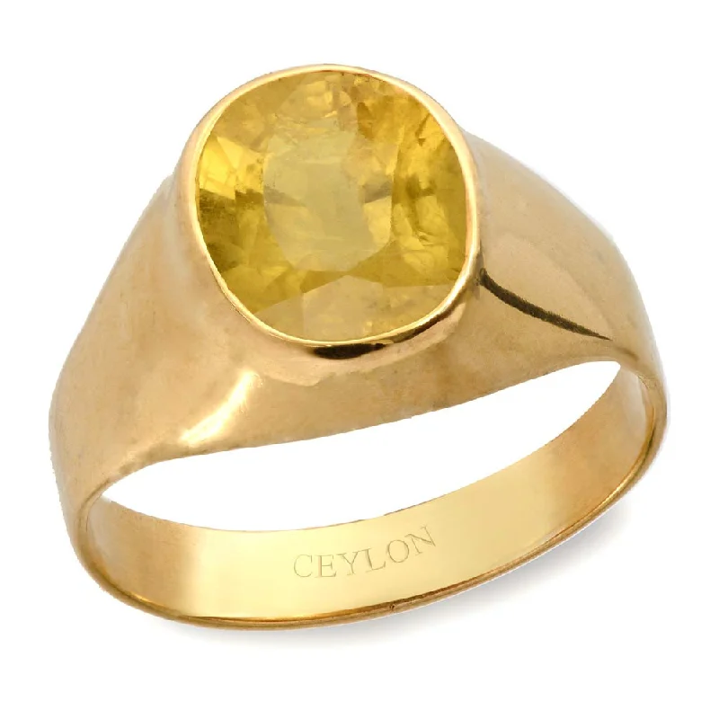 Fashionable ring for women-Ceylon Gems Yellow Sapphire Pukhraj 4.8cts or 5.25ratti stone Bold Panchdhatu Ring