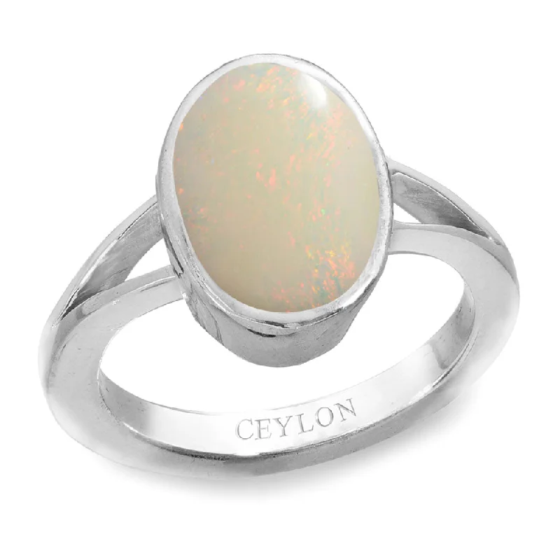 Solitaire diamond ring for women-Ceylon Gems Australian Opal 7.5cts or 8.25ratti stone Zoya Silver Ring