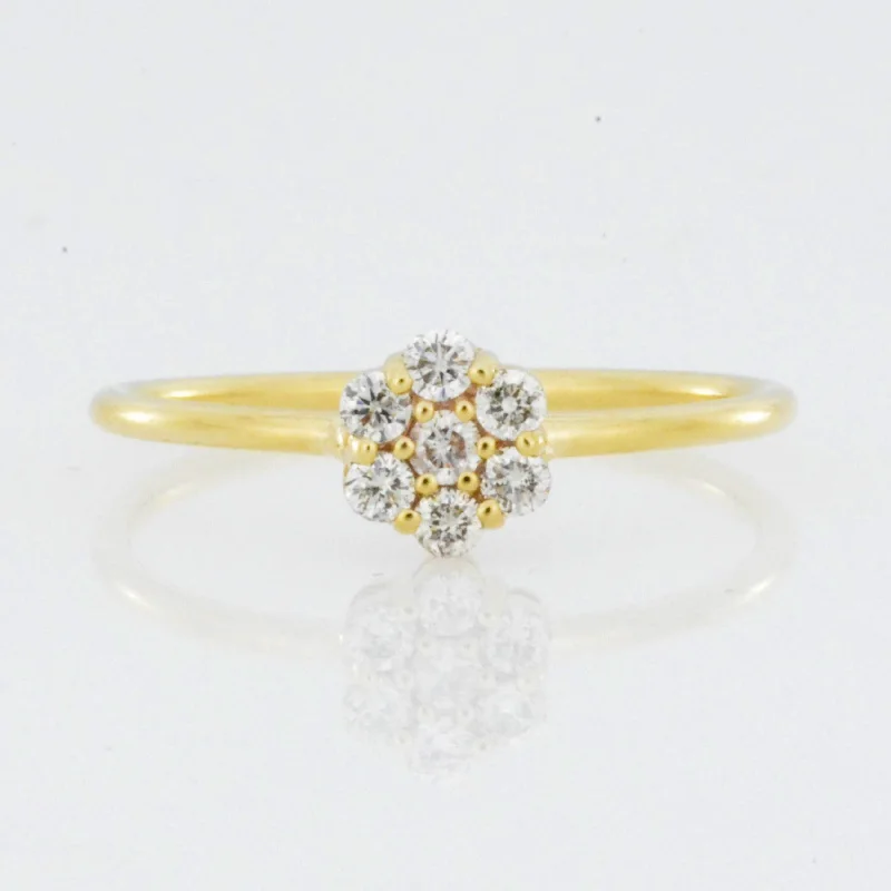 Wedding rings with gemstones for women-14Kt Gold Genuine Natural Diamond 0.21 Ct Cluster Ring