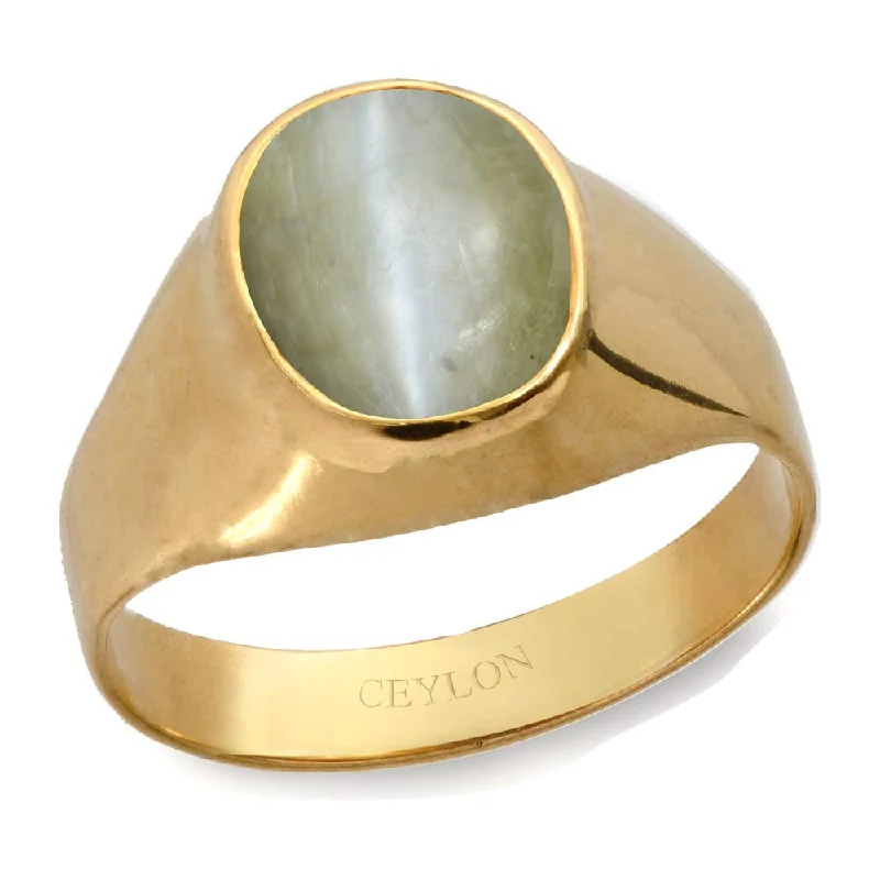 Fashion ring for women-Ceylon Gems Chrysoberyl cat's eye Lehsunia 3cts or 3.25ratti stone Bold Panchdhatu Ring