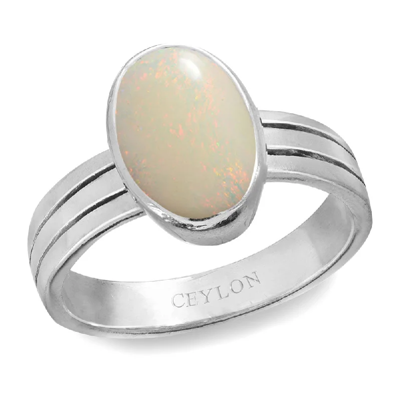 Yellow gold ring for women-Ceylon Gems Australian Opal 3cts or 3.25ratti stone Stunning Silver Ring