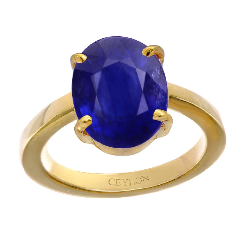 Minimalist ring for women-Ceylon Gems Blue Sapphire Neelam 3cts or 3.25ratti stone Prongs Panchdhatu Ring