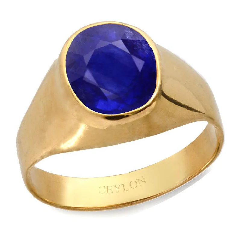 Vintage style ring for women-Ceylon Gems Blue Sapphire Neelam 3cts or 3.25ratti stone Bold Panchdhatu Ring