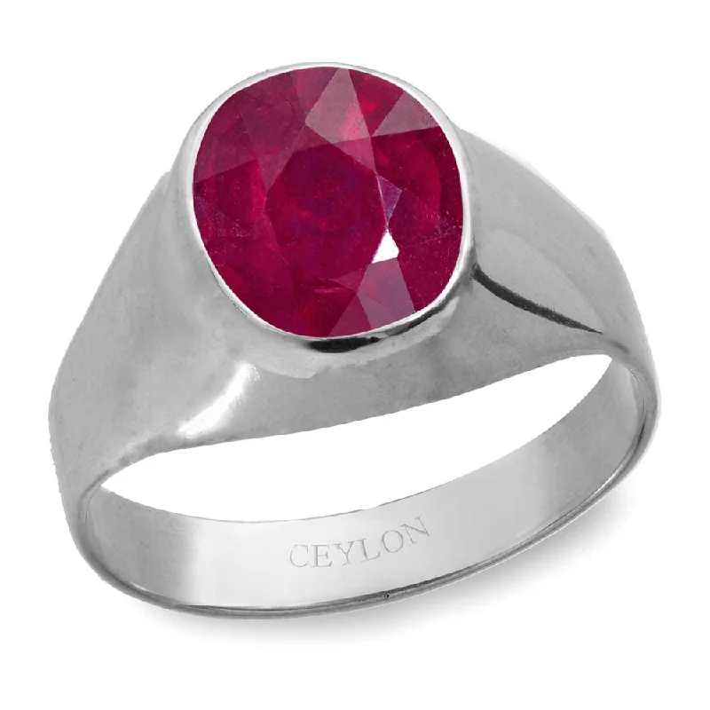 Two-tone engagement ring for women-Ceylon Gems Ruby Premium Manik 3cts or 3.25ratti stone Bold Silver Ring