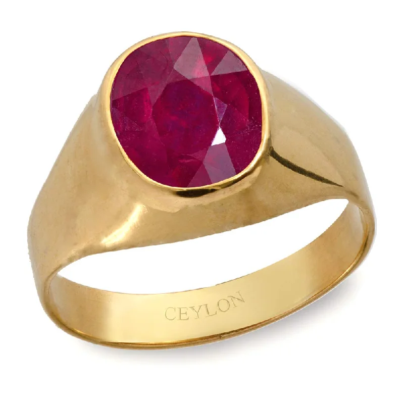 Ruby diamond ring for women-Ceylon Gems Ruby Premium Manik 6.5cts or 7.25ratti stone Bold Panchdhatu Ring