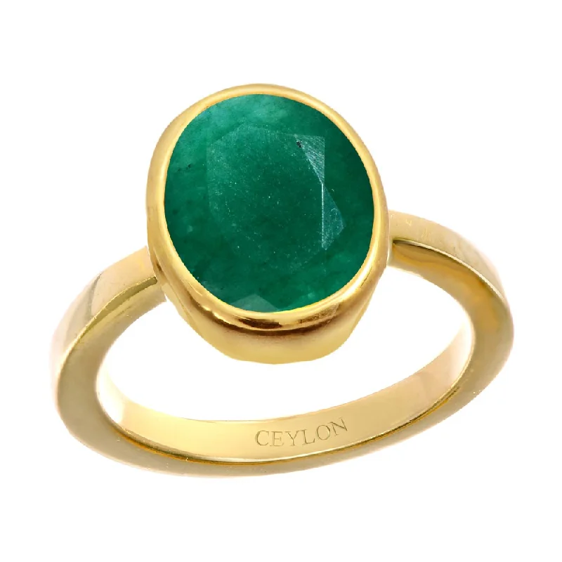 Engagement ring with diamonds for women-Ceylon Gems Emerald Panna 3.9cts or 4.25ratti stone Elegant Panchdhatu Ring