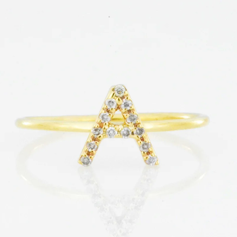 Cushion cut ring for women-14Kt Gold Genuine Natural Diamond Initial Ring