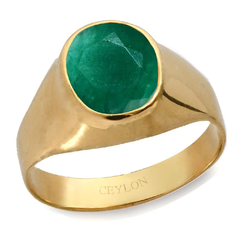 Adjustable ring for women-Ceylon Gems Emerald Panna 9.3cts or 10.25ratti stone Bold Panchdhatu Ring