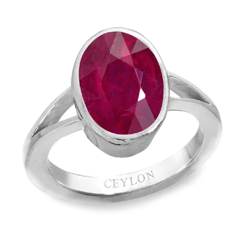 Diamond ring with side stones for women-Ceylon Gems Ruby Premium Manik 7.5cts or 8.25ratti stone Zoya Silver Ring