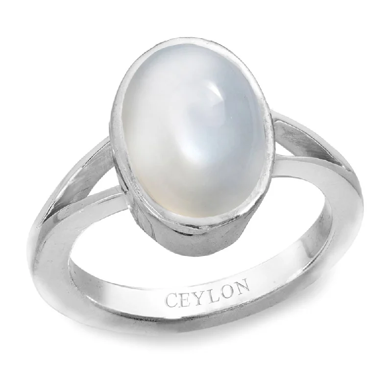 Wedding ring for women-Ceylon Gems Moonstone 7.5cts or 8.25ratti stone Zoya Silver Ring