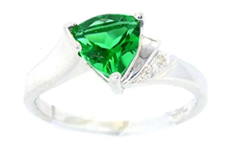 Custom ring for women-14Kt Gold Emerald & Diamond Trillion Ring