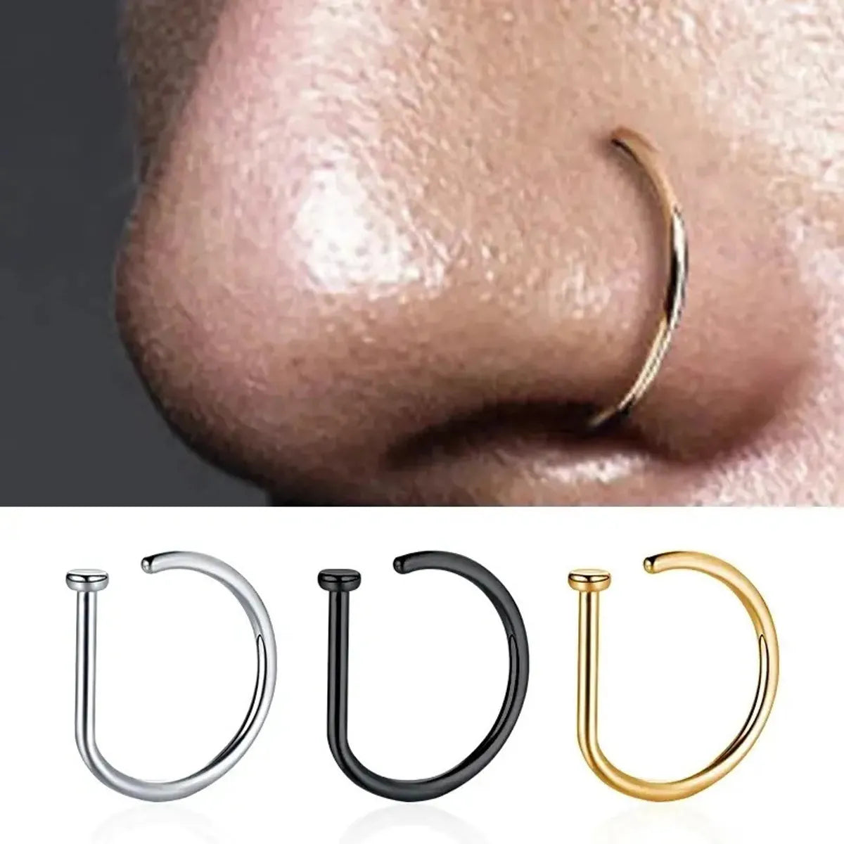 Wedding band set for women-Simple Style Solid Color Copper Nose Ring In Bulk