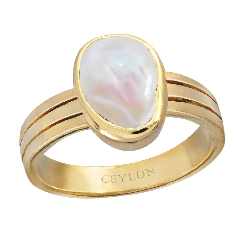 Multi-stone ring for women-Ceylon Gems Precious Pearl Moti 7.5cts or 8.25ratti stone Stunning Panchdhatu Ring