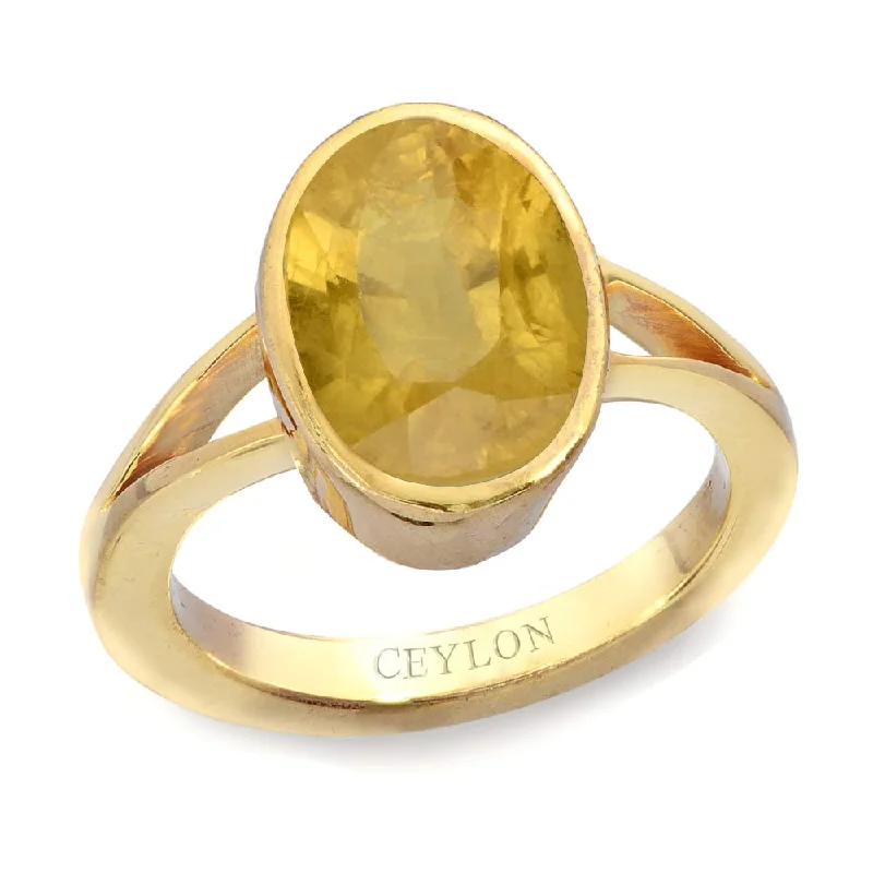 Diamond cluster ring for women-Ceylon Gems Yellow Sapphire Pukhraj 4.8cts or 5.25ratti stone Zoya Panchdhatu Ring