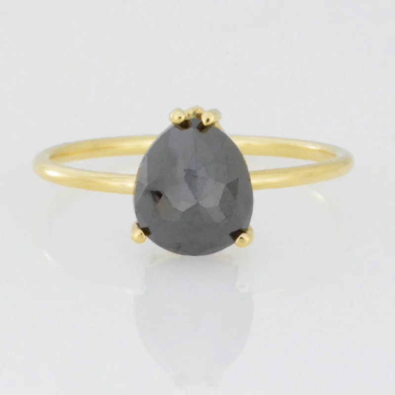 Luxury ring for women-14Kt Gold 2 Ct Natural Rose Cut Black Diamond Ring