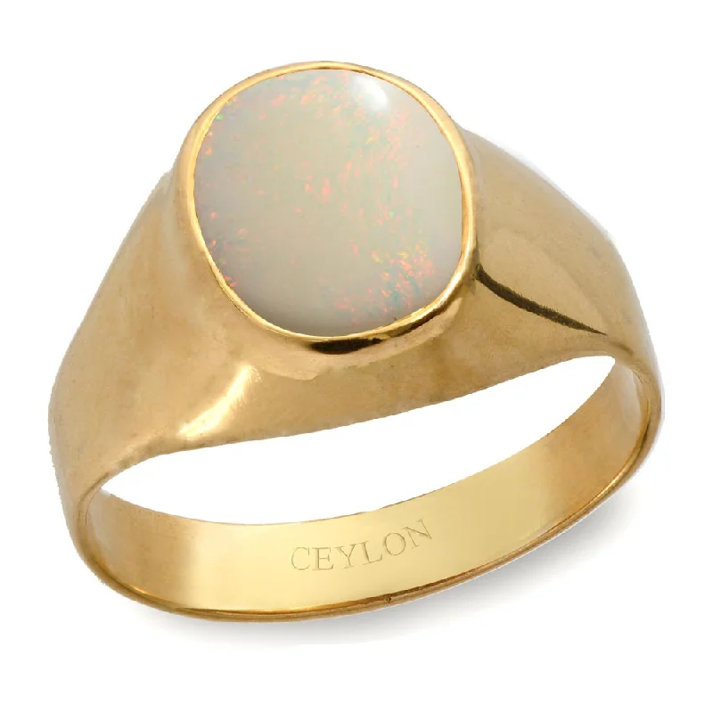 Fashion ring for women-Ceylon Gems Australian Opal 6.5cts or 7.25ratti stone Bold Panchdhatu Ring