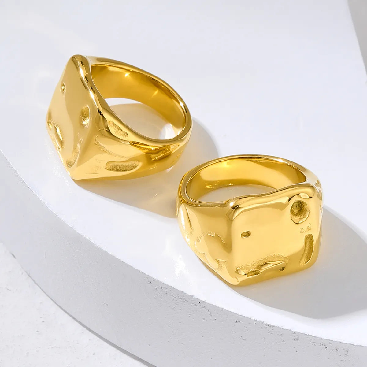 Fancy ring for women-304 Stainless Steel 18K Gold Plated Exaggerated Simple Style Meteorite Rings