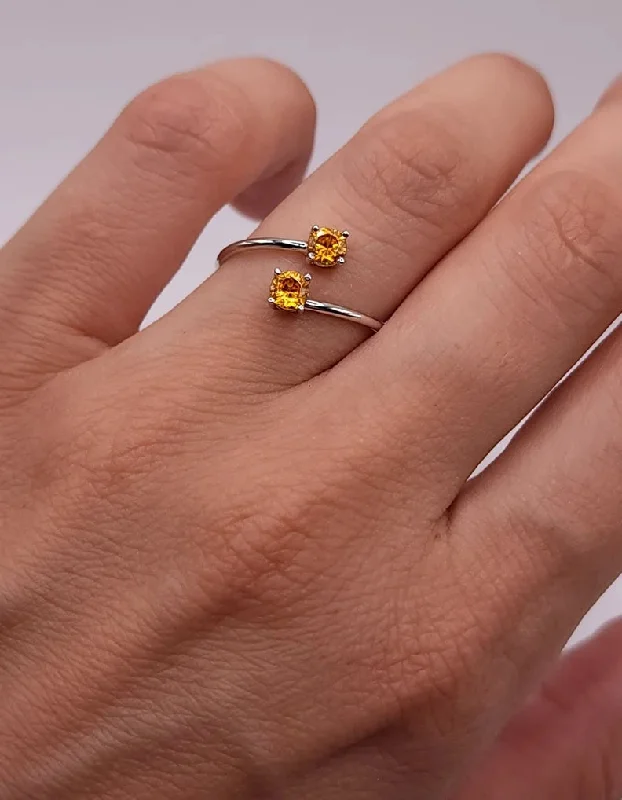 Gold ring for women-14Kt Gold 2 Stone Orange Citrine Ring